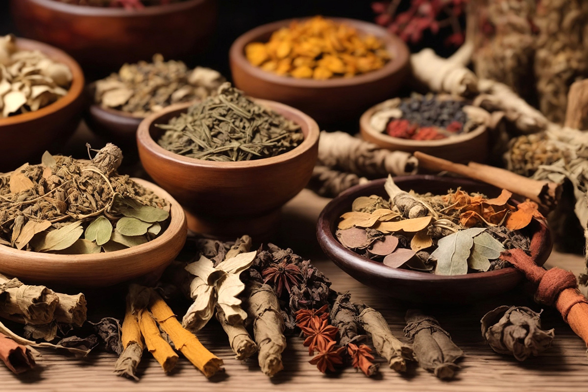 Group of chinese medicine herbs
