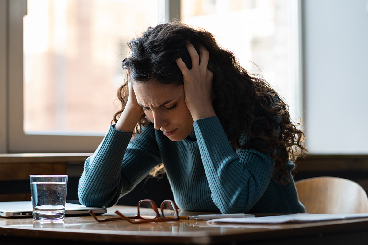 Unhappy female overworked and stressed